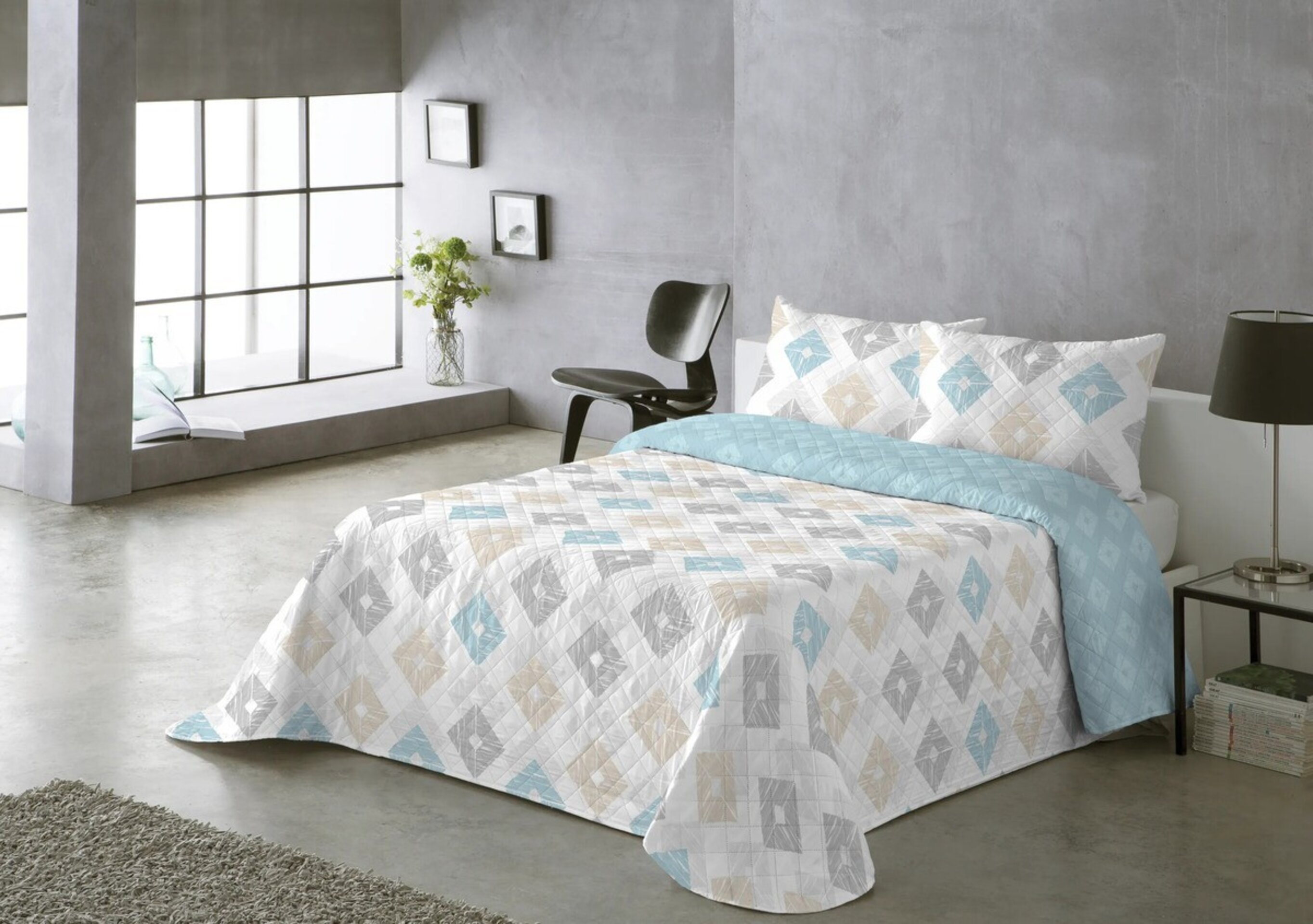 Colcha Rombos Azul - 1